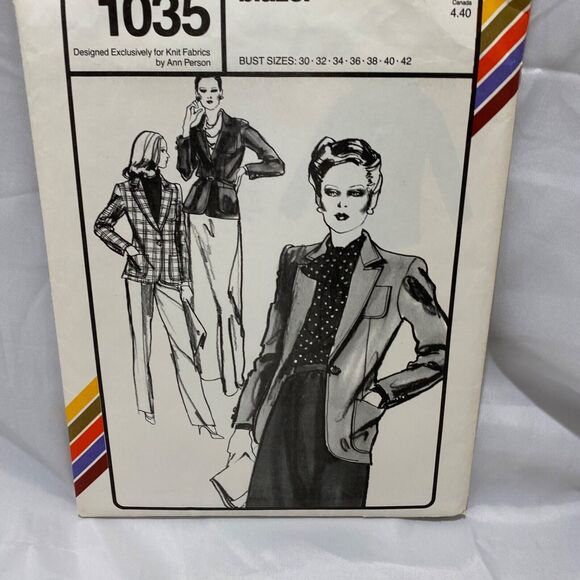 1979 Stretch and Sew One Button Blazer Design Patterns By Ann Person - Picture 4 of 9